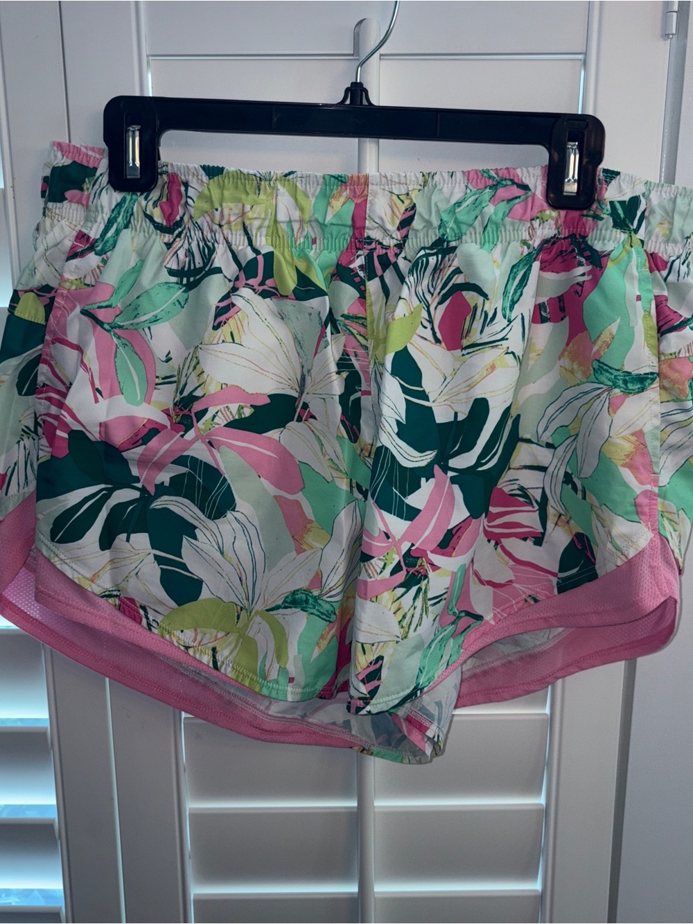 Athletic Works Floral Athletic Shorts in Pink, Green & White L